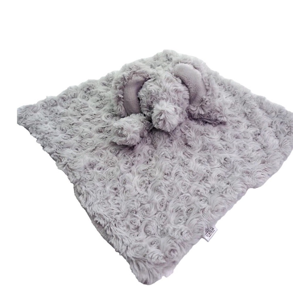 Oobles Gray Elephant Security Blanket Lovey Rosebud Swirl Plush Baby Gift NEW